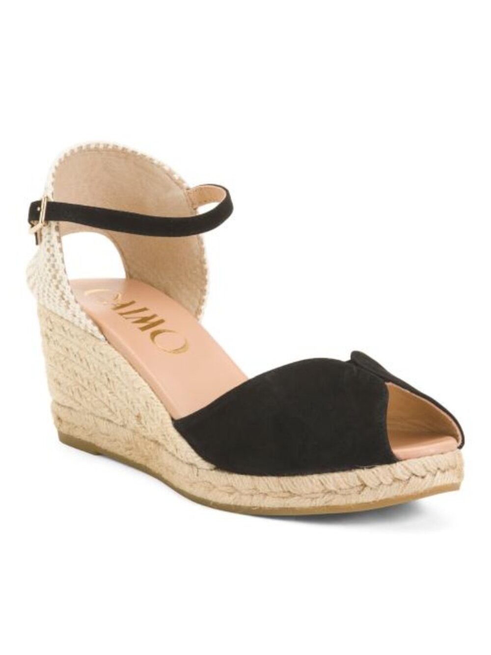 GAIMO Made In Spain Suede Espadrille Wedge Sandals With Ankle Strap